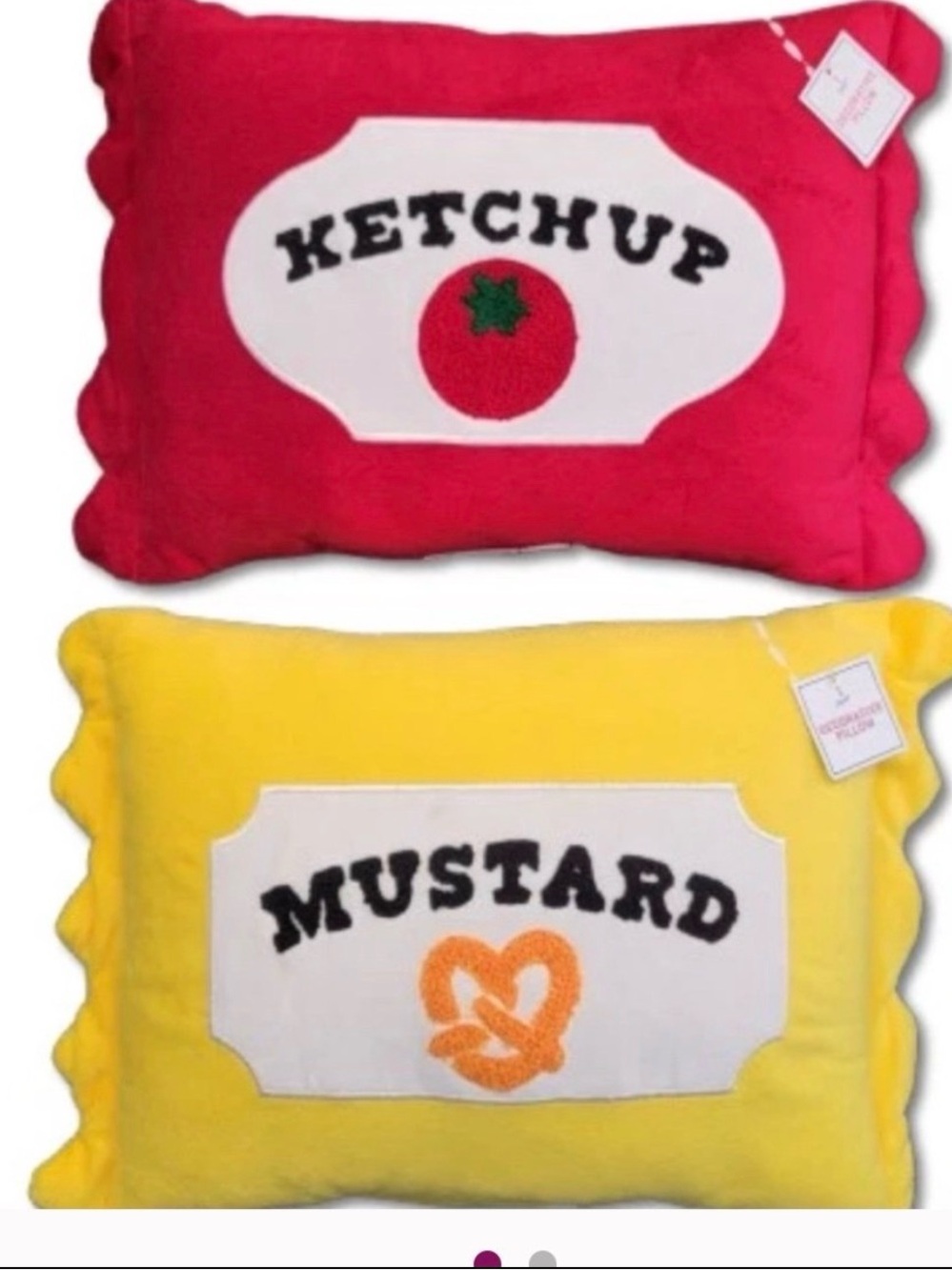 New Target Ketchup & Mustard Pillows Accent Home Decor 14x10x2 SEALE